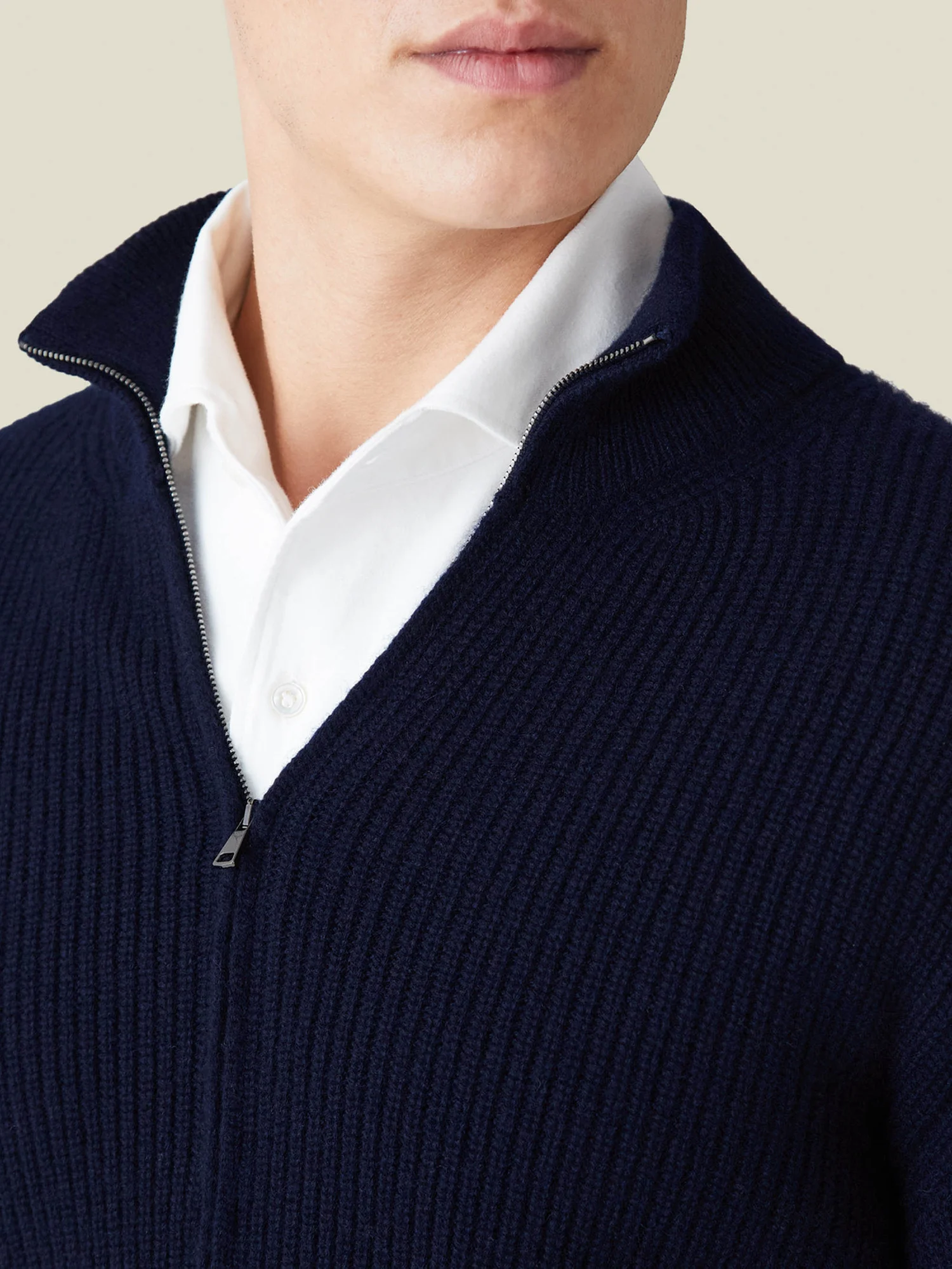 Chunky knit cashmere zip cardigan 2